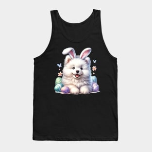 Puppy Samoyed Bunny Ears Easter Eggs Happy Easter Day Tank Top